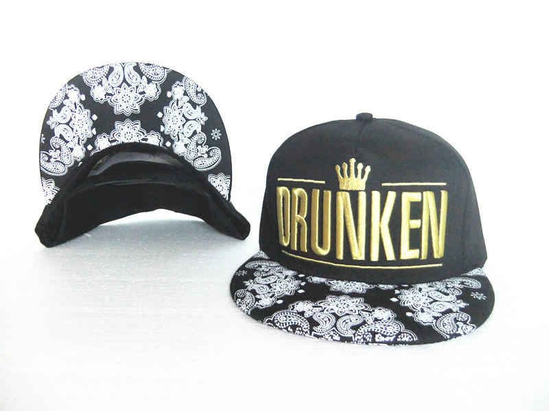 Drunken Black Snapback Hat GF 0613